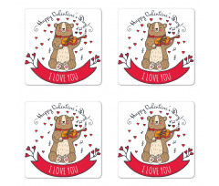 Bear and Violin Coaster Set Of Four