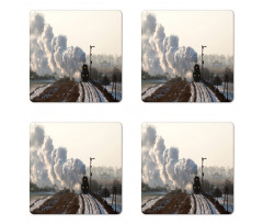 Train Snowy Scene Coaster Set Of Four