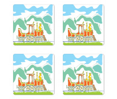 Small Old Train Coaster Set Of Four