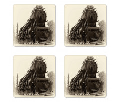 Antique Train Art Coaster Set Of Four