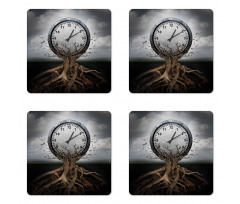 Clock Surrealist Coaster Set Of Four