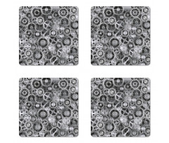 Clock Technologic Pattern Coaster Set Of Four