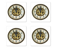 Antique Clock with Face Coaster Set Of Four