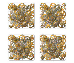 Steampunk Gears Design Coaster Set Of Four