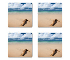 Sandy Beach and Clouds Coaster Set Of Four