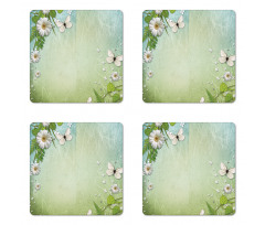 Flowers and Butterflies Coaster Set Of Four