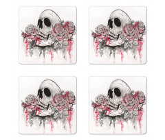 Skull Head Roses Coaster Set Of Four