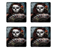 Skull Scary Mask Coaster Set Of Four