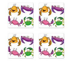 Funny Crabs Pattern Coaster Set Of Four