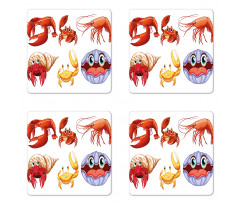 Crab Hermit Crab Lobster Coaster Set Of Four