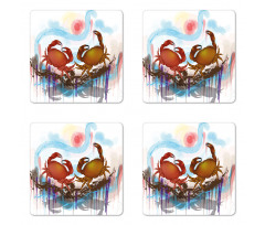 2 Crabs Dancing Sea Coaster Set Of Four