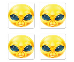 Alien Space Smiley Face Coaster Set Of Four