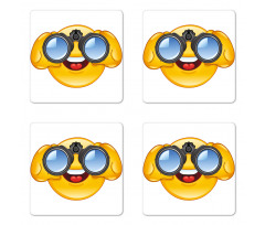 Smiley Face and Telescope Coaster Set Of Four