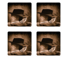 Wild Cowboy Hat Wooden Coaster Set Of Four