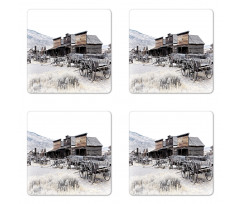 Old Wooden 20s Town Coaster Set Of Four