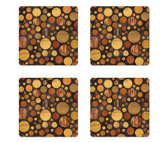 Brown Abstract Circles Coaster Set Of Four