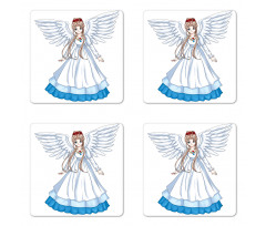 Cartoon with Angel Wings Coaster Set Of Four