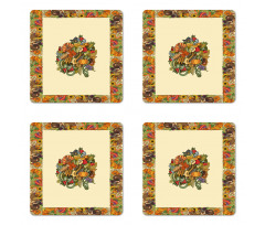 Pumpkin Wreath Bow Coaster Set Of Four