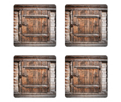 Rustic Wooden Door Coaster Set Of Four