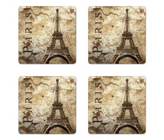 Eiffel Tower on Grunge Wall Coaster Set Of Four