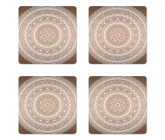 Detailed Round Flower Coaster Set Of Four