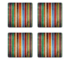 Retro Colorful Bands Coaster Set Of Four