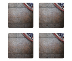 USA Iron Armor Plaque Coaster Set Of Four