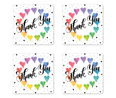 Thank You Words Color Coaster Set Of Four