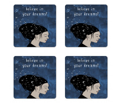 Dreamy Girl Words Coaster Set Of Four