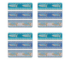 Marine Style Pattern Coaster Set Of Four