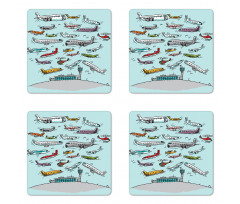 Airplanes Helicopters Coaster Set Of Four