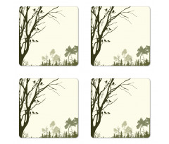Forest Birds on Tree Coaster Set Of Four