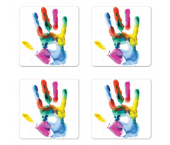 Colored Human Hand Coaster Set Of Four