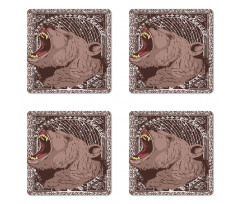 Growling Grizzly Bear Coaster Set Of Four