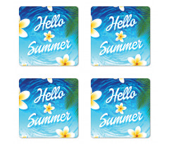 Palm Leaves Plumeria Coaster Set Of Four