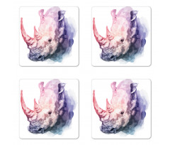 Safari Animal Rhino Coaster Set Of Four