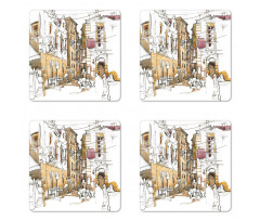 Street Town Sketch Coaster Set Of Four