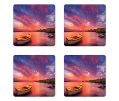 Sea Coast with a Rowboat Coaster Set Of Four