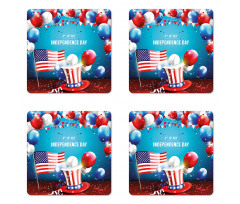 Uncle Sam Hat Flag Coaster Set Of Four