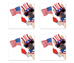 Patriotic Pug Dog Coaster Set Of Four