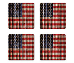 Rustic Flag Design Coaster Set Of Four