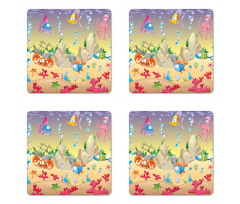 Kids Cartoon Funny Coaster Set Of Four