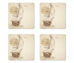 Sailing Ship Birds Sun Coaster Set Of Four