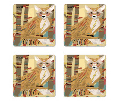 Fluffy Fox in the Forest Coaster Set Of Four