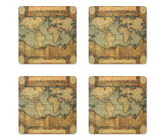 Vintage Atlas Old Chart Coaster Set Of Four