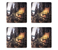 Treasure Chest in Cave Coaster Set Of Four