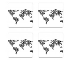 World Map Charm Coaster Set Of Four