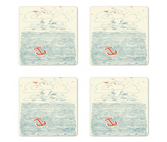 Birds and Waves Message Coaster Set Of Four