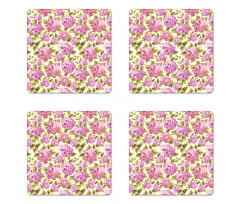 Flower with Leaves Coaster Set Of Four