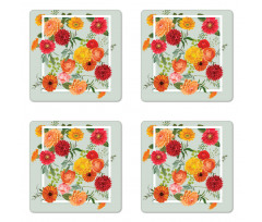 Floral Flower Leaf Coaster Set Of Four